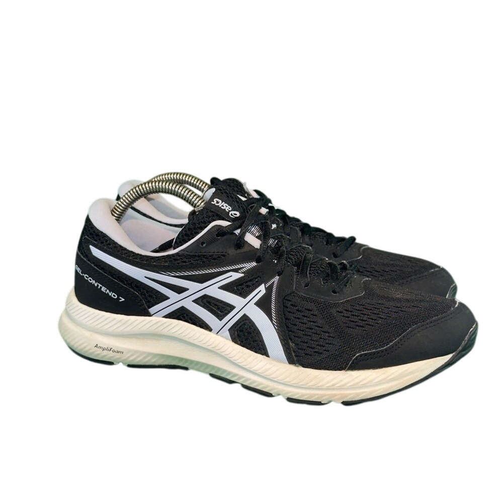 Asics Gel-Contend 7 Womens Black White Running Shoes 1012A911 US 9